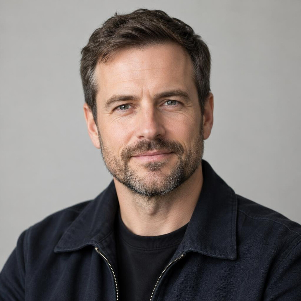 Portrait of a bearded man looking at camera