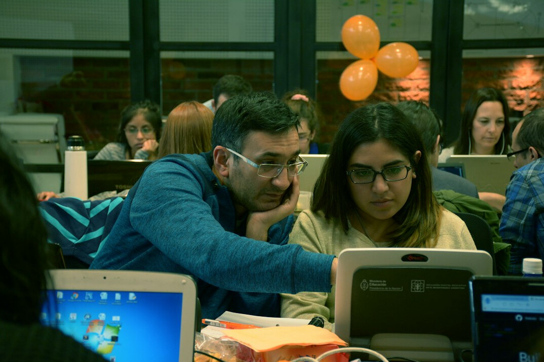 mentor helping student with code