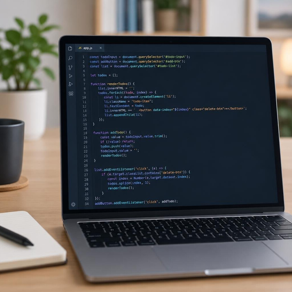 Laptop screen with JavaScript code